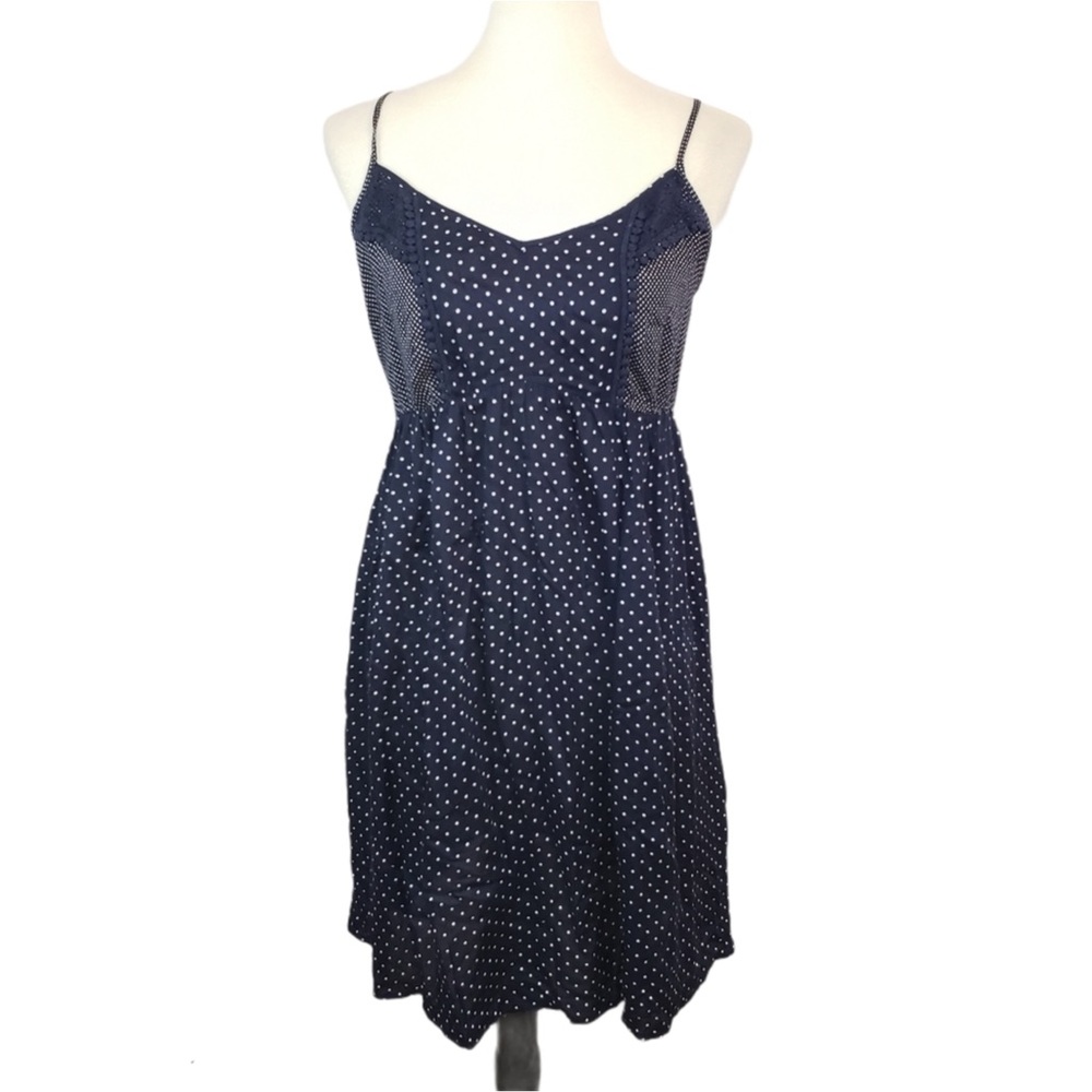 Motherhood Blue and white Spaghetti Strap Polka Dot Dress